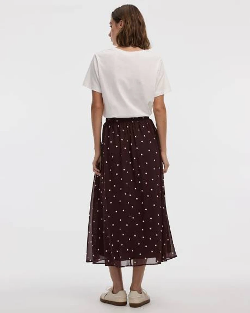 Jupe midi en mousseline plissée