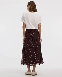 Jupe midi en mousseline plissée