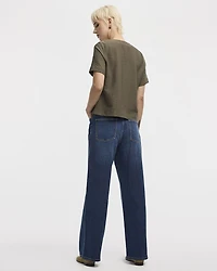 Short-Sleeve V-Neck Buttoned-Down Blouse