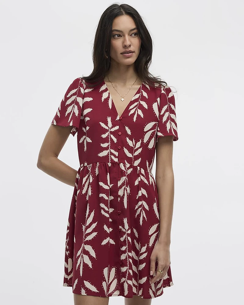 Short-Sleeve V-Neck Dress
