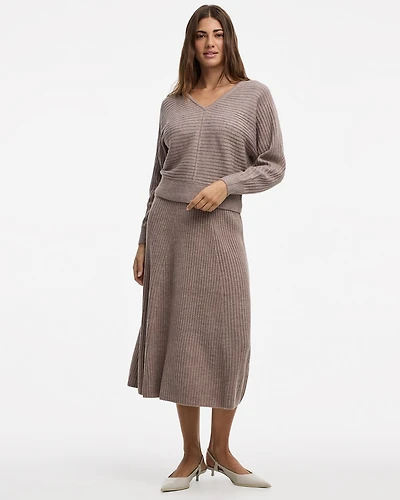 Jupe midi en tricot côtelé A silhouette
