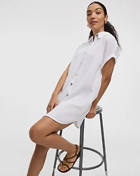Short-Sleeve Buttoned-Down Dress with Shirt Collar