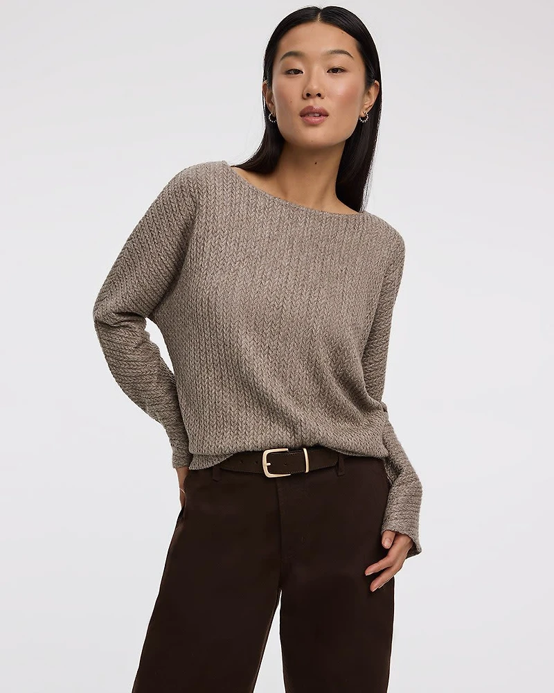 Long-Sleeve Boat-Neck Top
