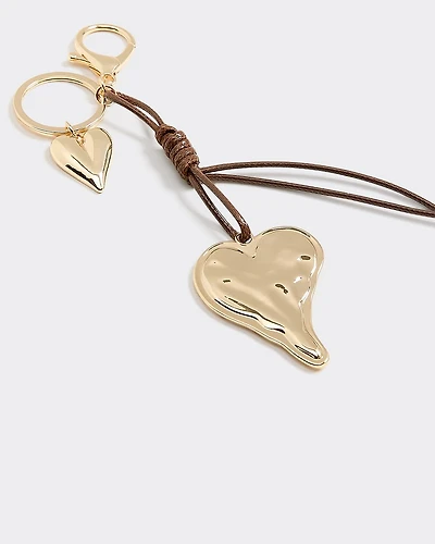 Breloque pour sac en corde avec coeur en métal