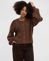 Cardigan à manches longues bouffantes et col rond