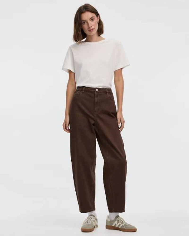 Pantalon taille haute à jambe ballon