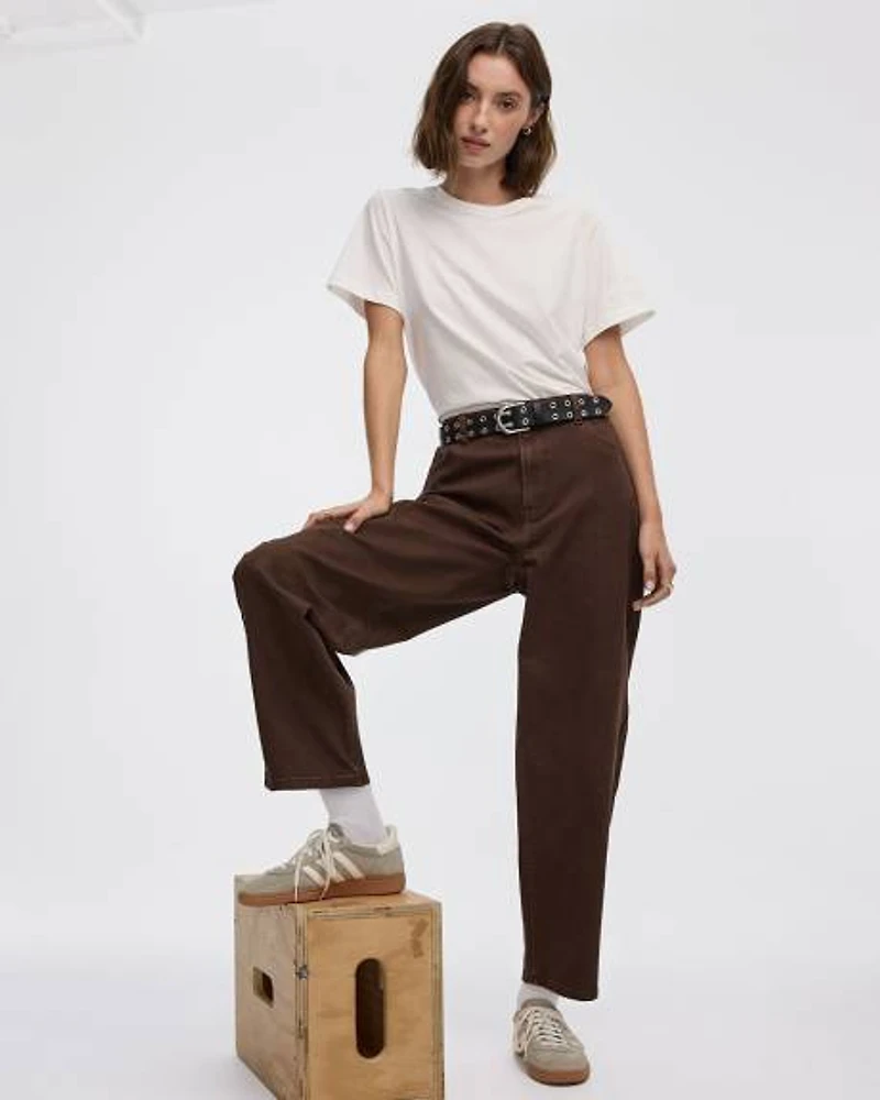 Pantalon taille haute à jambe ballon