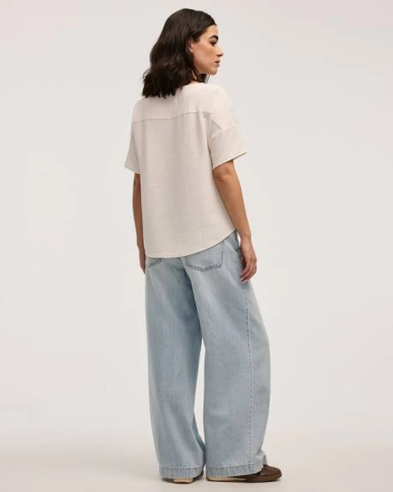 Short-Sleeve Crew-Neck T-Shirt Blouse