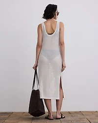 Sleeveless U-Neck Crochet Midi Dress