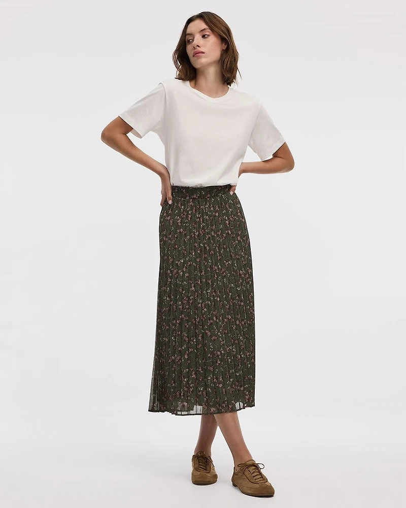 Pleated Chiffon Midi Skirt