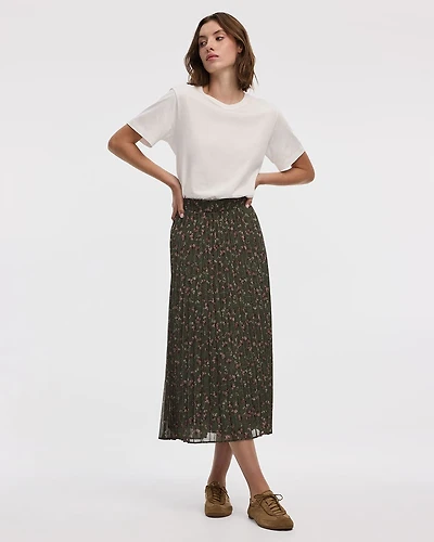 Pleated Chiffon Midi Skirt
