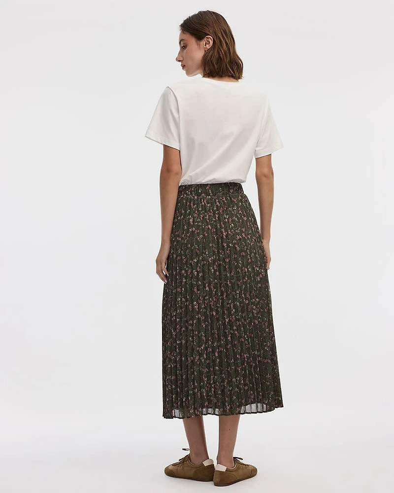 Pleated Chiffon Midi Skirt