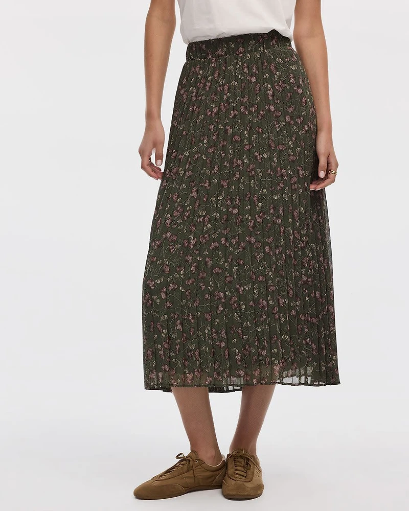 Pleated Chiffon Midi Skirt