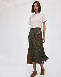 Pleated Chiffon Midi Skirt