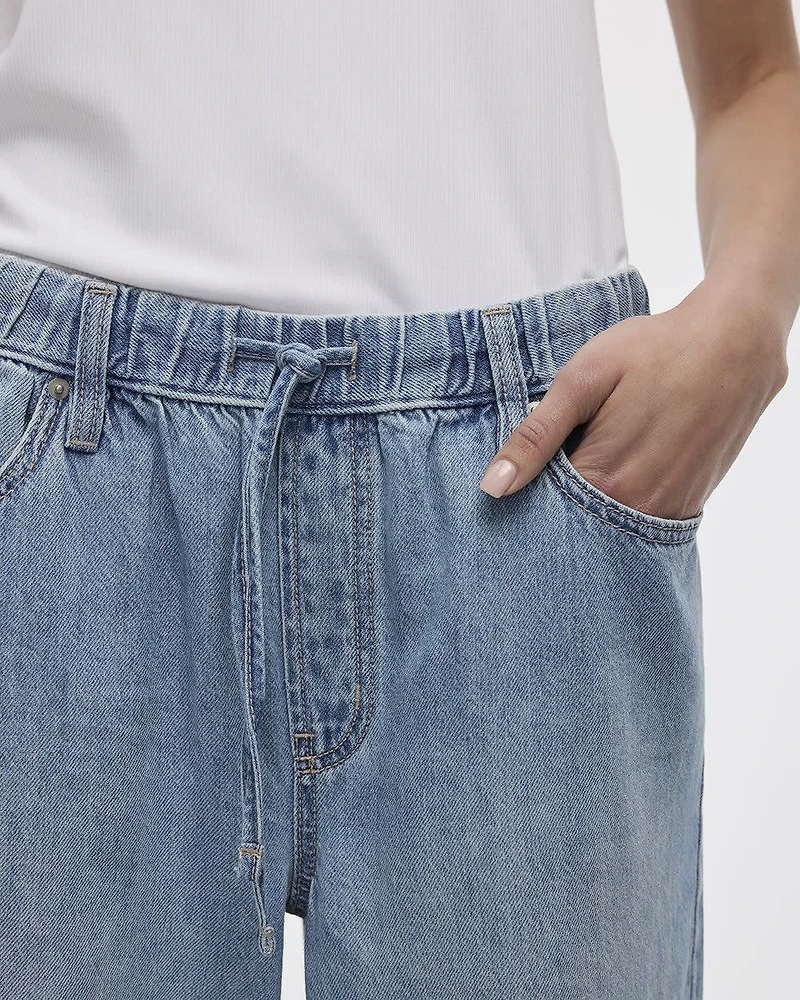 Wide-Leg Mid-Rise Jean with Drawstring