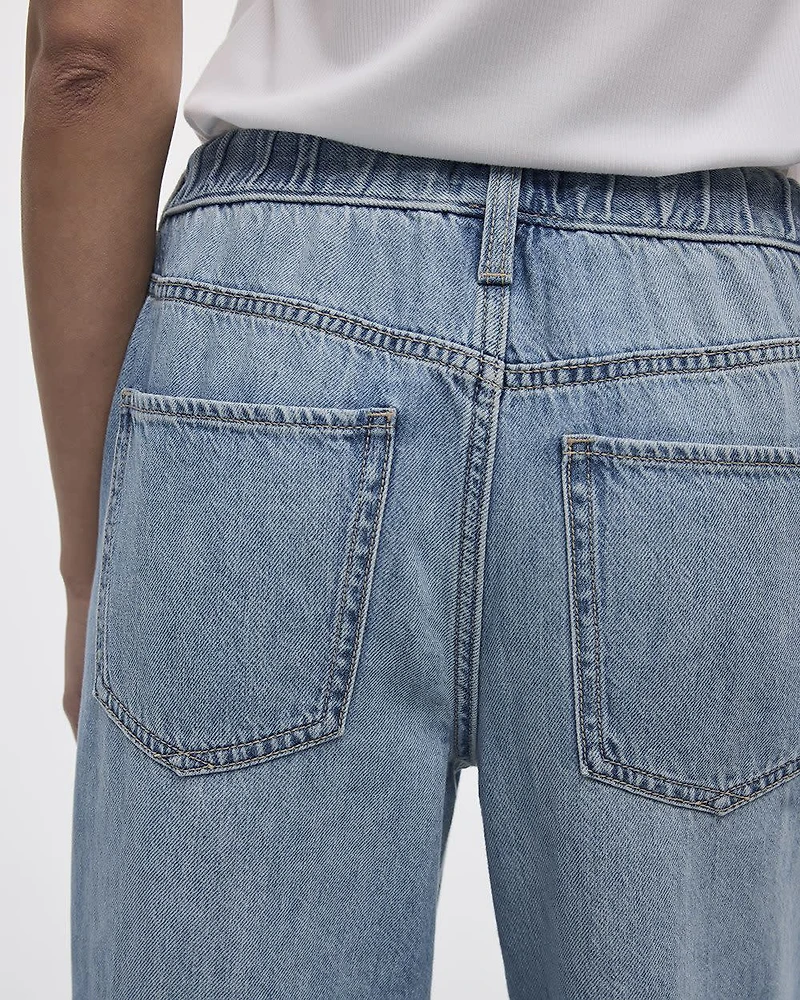 Wide-Leg Mid-Rise Jean with Drawstring