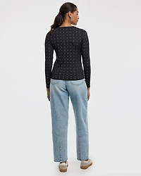 Long-Sleeve Crew-Neck Studded Top