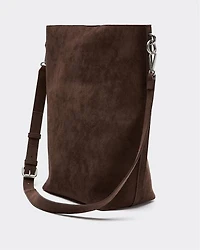 Long Faux Suede Bucket Bag