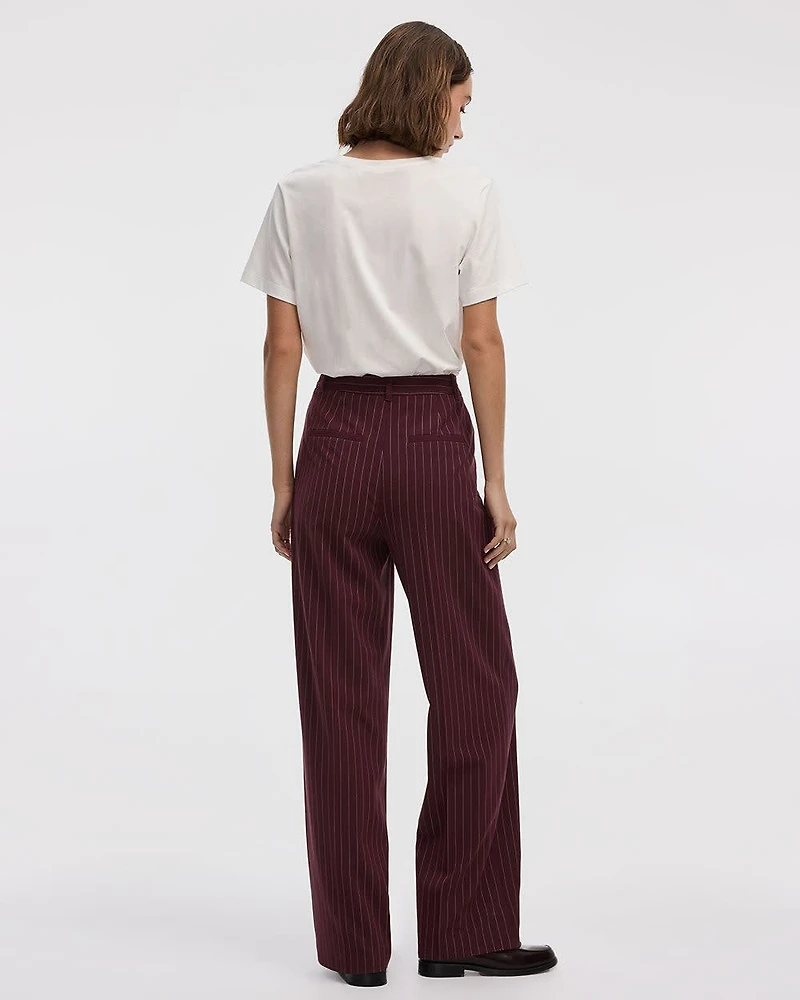 Pantalon à jambe large et taille mi-haute