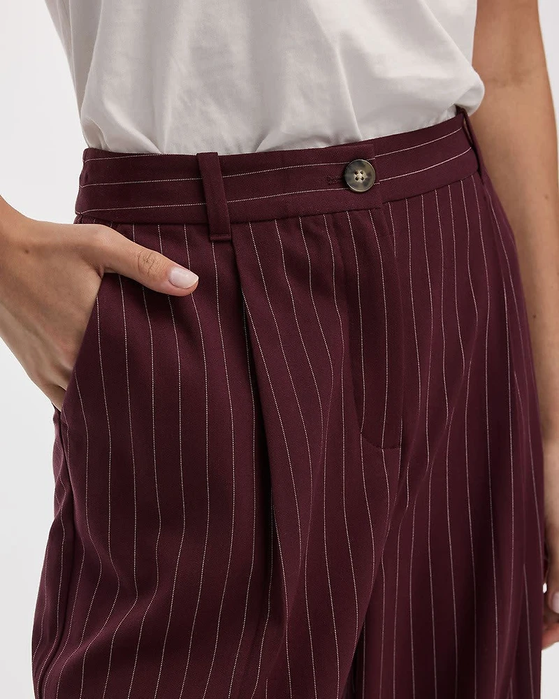 Pantalon à jambe large et taille mi-haute