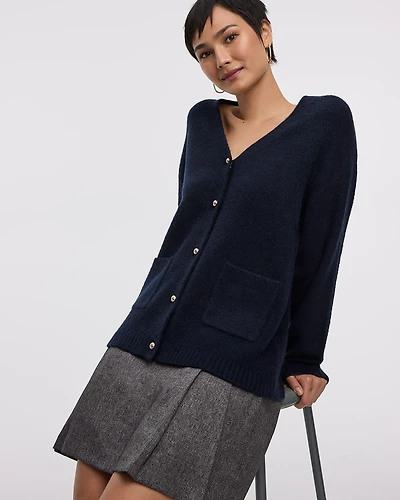 Cardigan long à col V avec poches