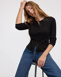 Long-Sleeve Crew-Neck Cardigan