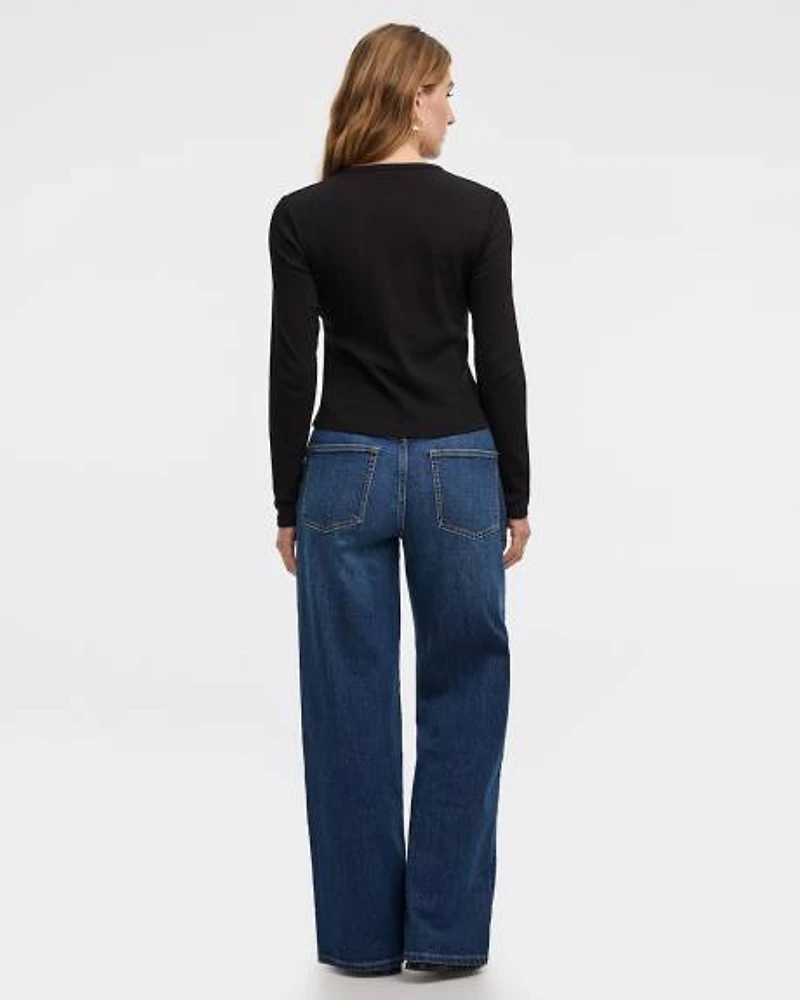 Long-Sleeve Crew-Neck Cardigan