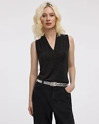 Sleeveless V-Neck Shimmery Top