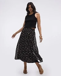 Pleated-Chiffon Midi Skirt
