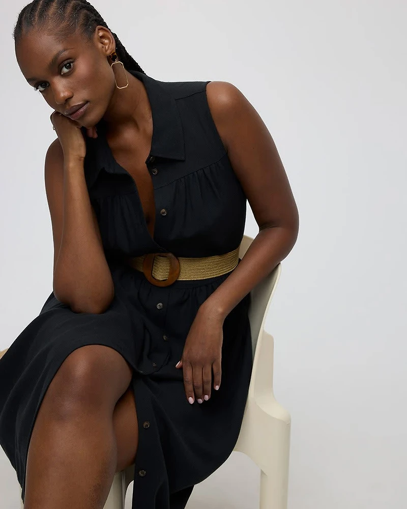 Sleeveless Midi Shirt Dress
