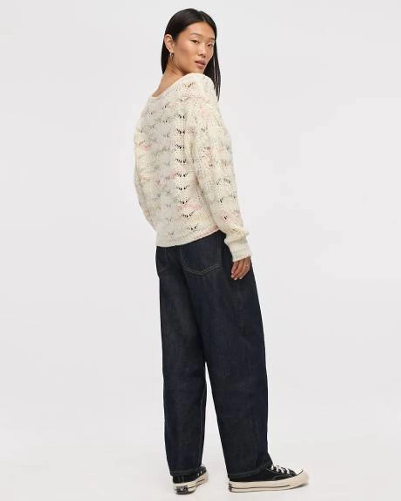 Long-Sleeve Boat-Neck Boxy Sweater