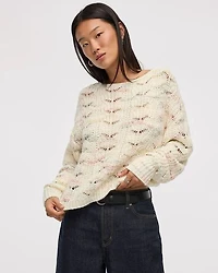 Long-Sleeve Boat-Neck Boxy Sweater