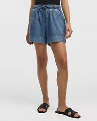 Denim Shorts with Drawstring