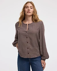 Long-Sleeve Blouse with Crew Neckline