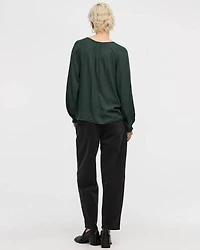 Split-Neck 3/4-Sleeve Blouse