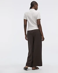 Short-Sleeve Ribbed Polo Top
