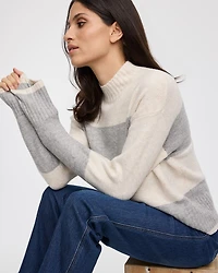 Long-Sleeve Mock-Neck Loose Pullover