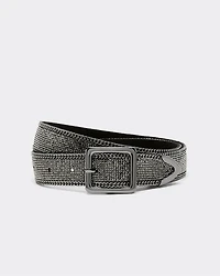 Faux Leather Belt with Rhinestones