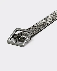 Faux Leather Belt with Rhinestones