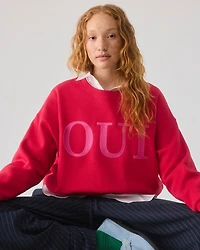 Long-Sleeve Crew-Neck Fleece Sweatshirt with Quotes