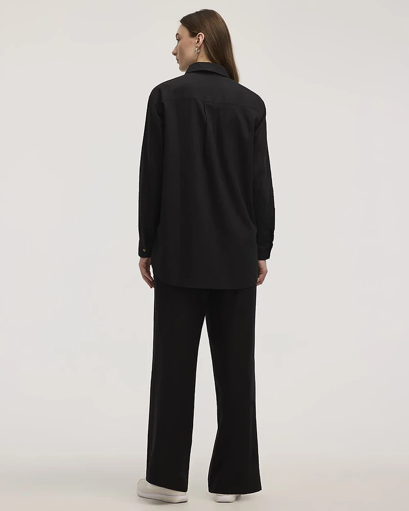 Long-Sleeve Linen Blend Shirt