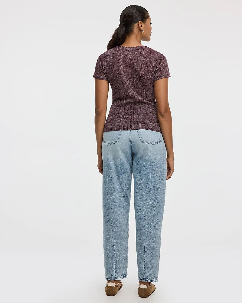 T-shirt scintillant à manches courtes et col rond