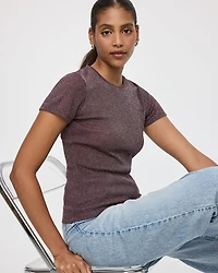 T-shirt scintillant à manches courtes et col rond