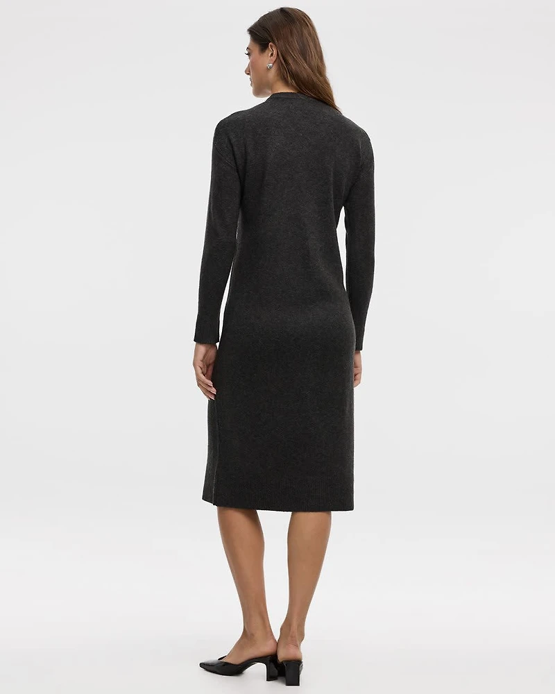 PlushSoft Crew-Neck Midi Sweater Dress