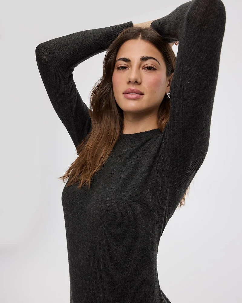 PlushSoft Crew-Neck Midi Sweater Dress