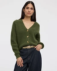 Long-Sleeve V-Neck Loose Cardigan