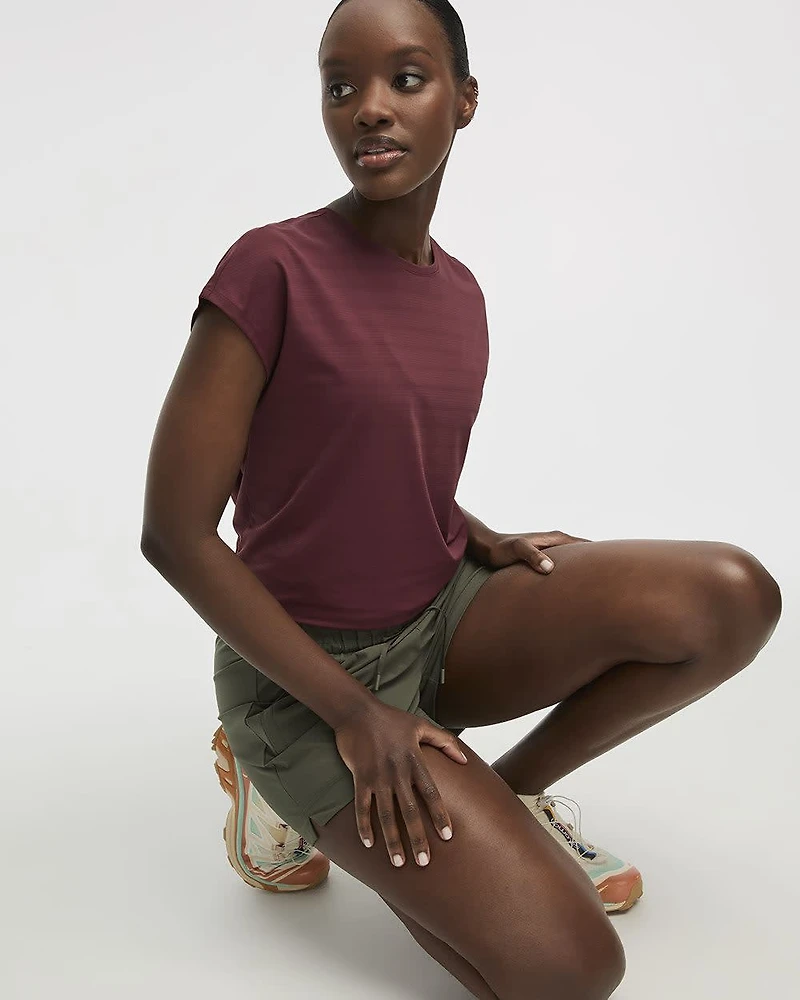 T-shirt à manches très courtes en jacquard