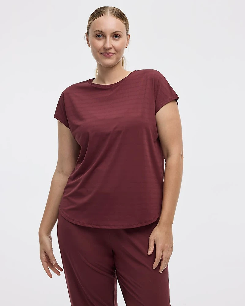 T-shirt à manches très courtes en jacquard