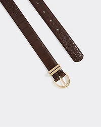 Ceinture en faux cuir à motif peau de crocodile