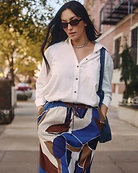 Long-Sleeve Linen Blend Shirt